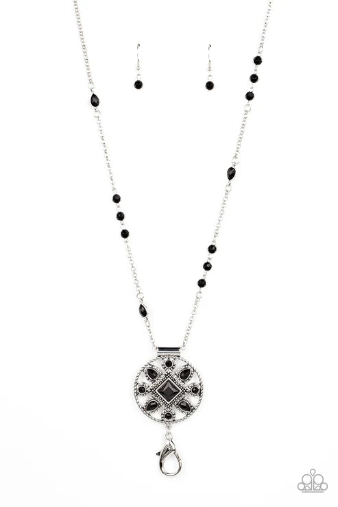 Sierra Showroom - Black ♥ Paparazzi Lanyard Necklace (PZ-3918)