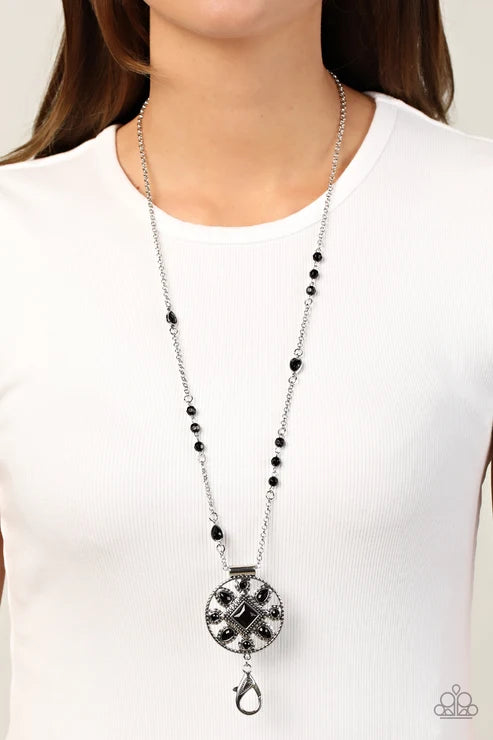Sierra Showroom - Black ♥ Paparazzi Lanyard Necklace (PZ-3918)