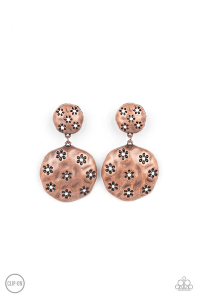 Industrial Fairytale - Copper Paparazzi Earrings (PZ-926)