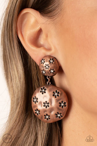 Industrial Fairytale - Copper Paparazzi Earrings (PZ-926)