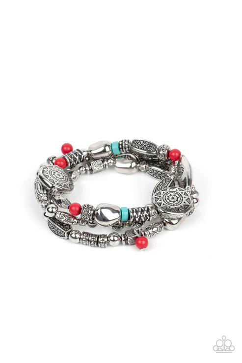 Western Quest - Red Paparazzi Bracelet (PZ-5601)