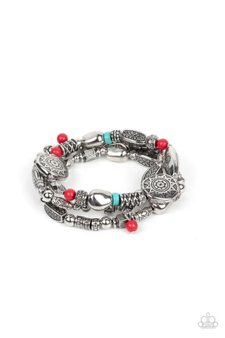 Western Quest - Red Paparazzi Bracelet (PZ-575)