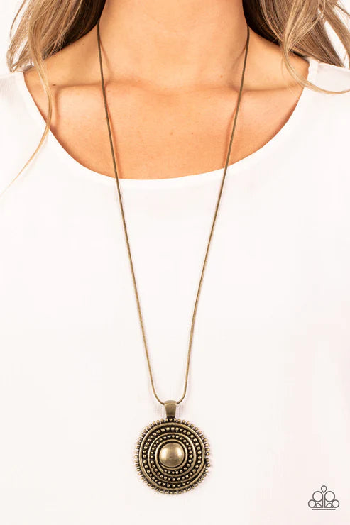 Solar Swirl - Brass Paparazzi Necklace (PZ-3775)