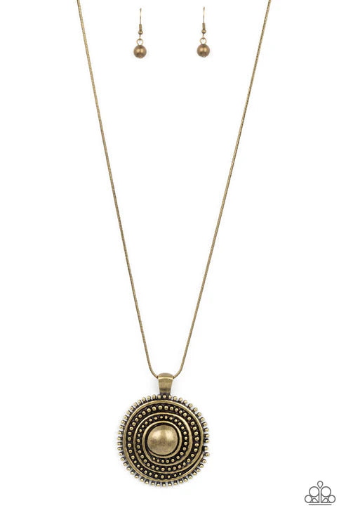 Solar Swirl - Brass Paparazzi Necklace (PZ-3775)