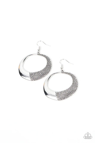 Downtown Jungle - Silver Paparazzi Earrings (PZ-5233)