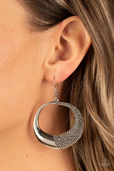 Downtown Jungle - Silver Paparazzi Earrings (PZ-5233)