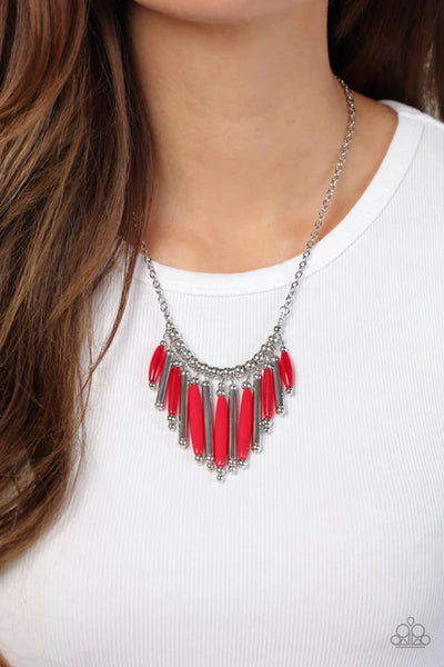 Bohemian Breeze - Red Paparazzi Necklace (PZ-3910)