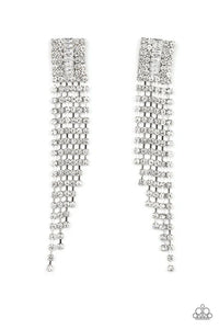 A-Lister Affirmations - White Paparazzi Post Earrings (PZ-3165)