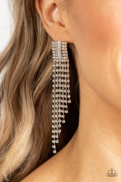 A-Lister Affirmations - White Paparazzi Earrings (PZ-3958)