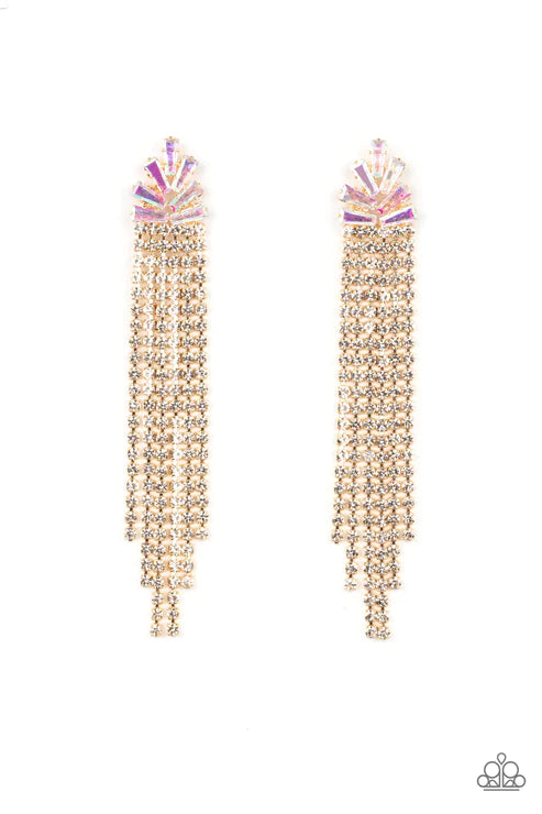 Overnight Sensation - Gold Paparazzi Post Earrings (PZ-5112)