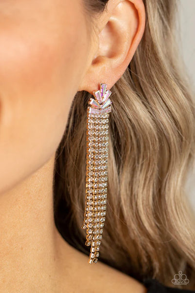 Overnight Sensation - Gold Paparazzi Post Earrings (PZ-5112)