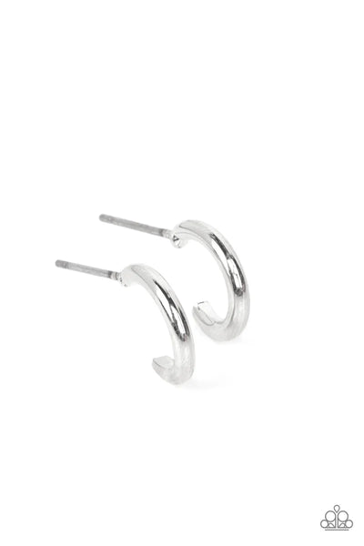 Skip the Small Talk - Silver Paparazzi Earrings (PZ-596)