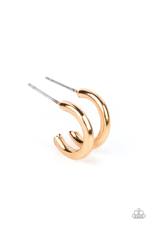 Small-Scale Shimmer - Gold Paparazzi Earrings (PZ-5610)