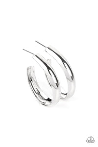 Champion Curves - silver - Paparazzi earrings (PZ-4031)