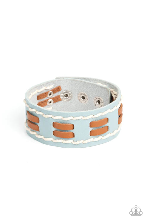 In the FRONTIER Running - Blue Paparazzi Wrap Bracelet (W102)