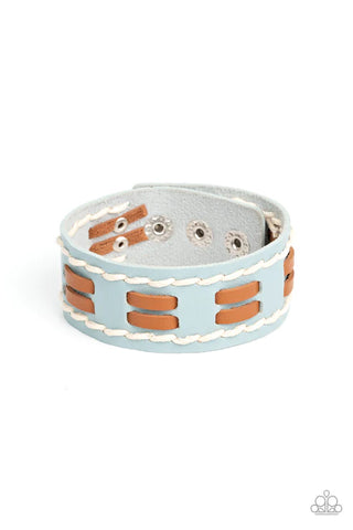 In the FRONTIER Running - Blue Paparazzi Wrap Bracelet (W102)