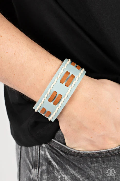 In the FRONTIER Running - Blue Paparazzi Wrap Bracelet (W102)