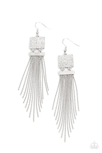 Dramatically Deco - White Paparazzi Earrings