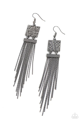 Dramatically Deco - Black Paparazzi Earrings (PZ-5166)