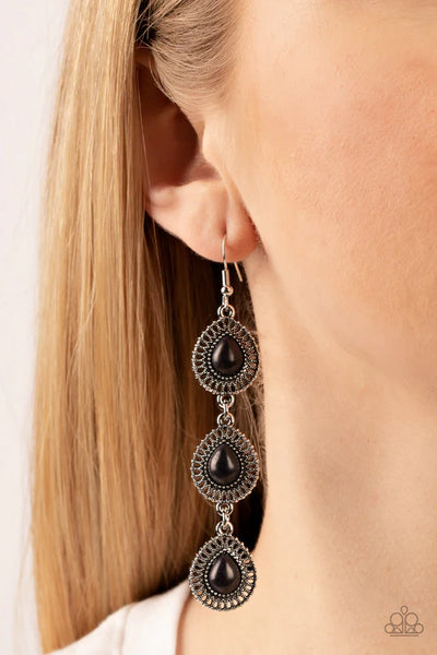 Desertscape Dweller - Black Paparazzi Earrings (PZ-5721)