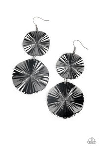 In Your Wildest FAN-tasy - Black Paparazzi Earrings (PZ-5193)