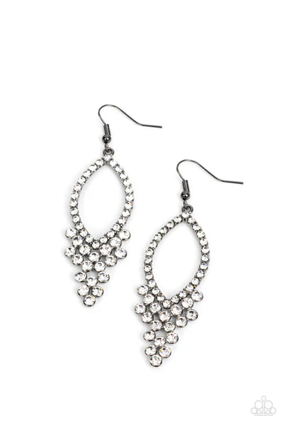 GLOWING off the Deep End - Black Paparazzi Earrings (PZ-5453)