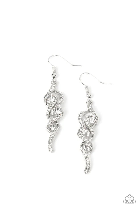 Highly Flammable - White Paparazzi Earrings (PZ-2854)
