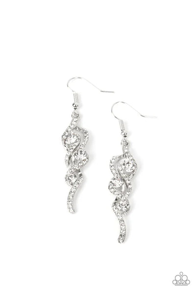 Highly Flammable - White Paparazzi Earrings (PZ-2854)