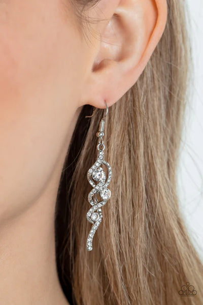 Highly Flammable - White Paparazzi Earrings (PZ-2854)