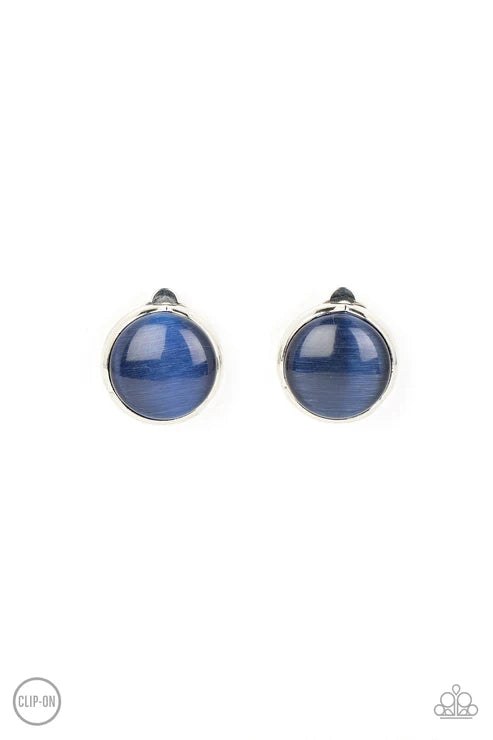 Cool Pools - Blue Paparazzi Clip-On Earrings (PZ-3244)