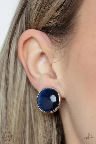 Cool Pools - Blue Paparazzi Clip-On Earrings (PZ-3244)