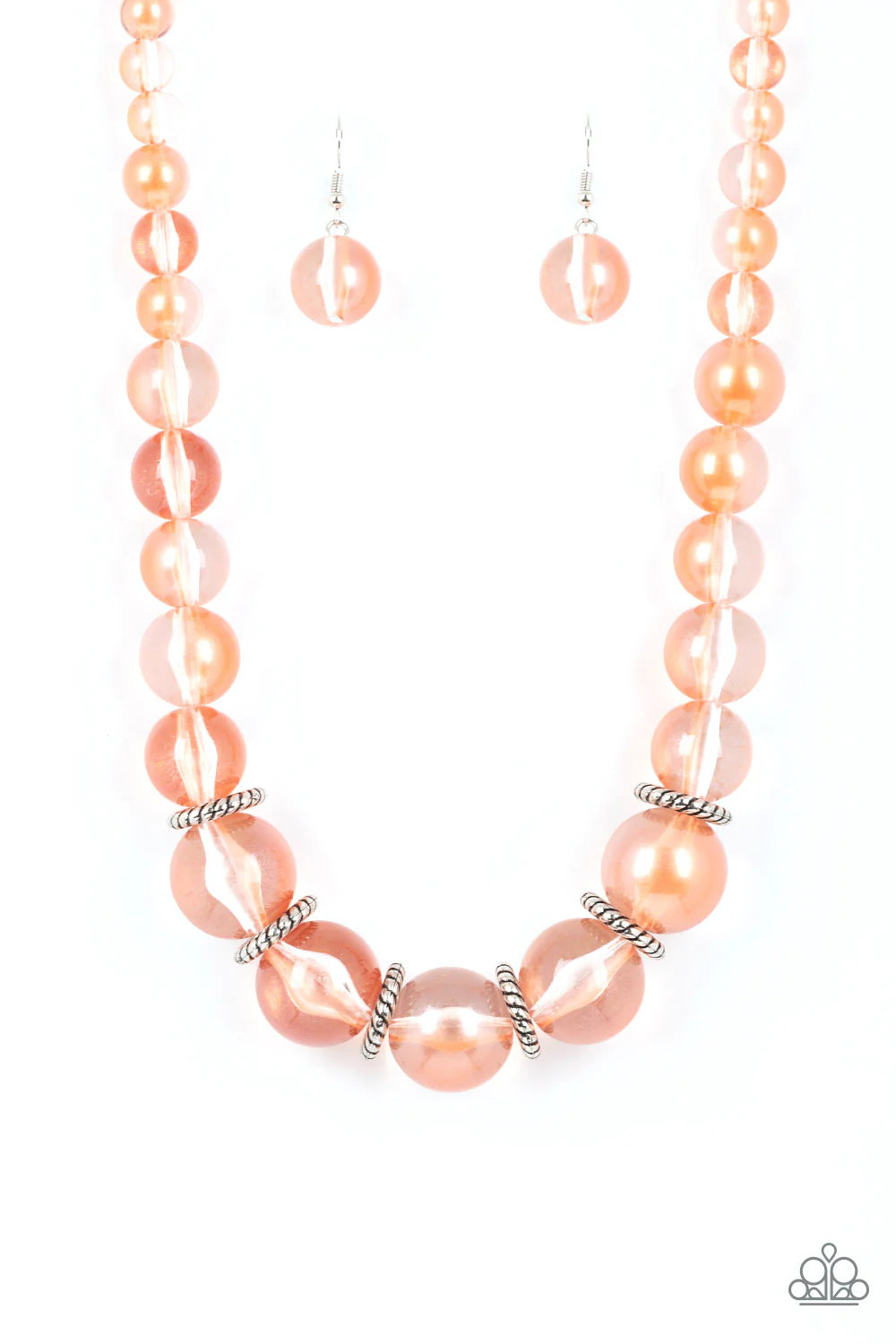 Marina Mirage - Orange Bead Silver Accent Necklace - Paparazzi (S022)