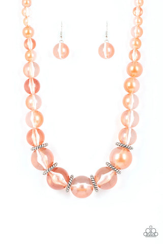 Marina Mirage - Orange Bead Silver Accent Necklace - Paparazzi (S022)