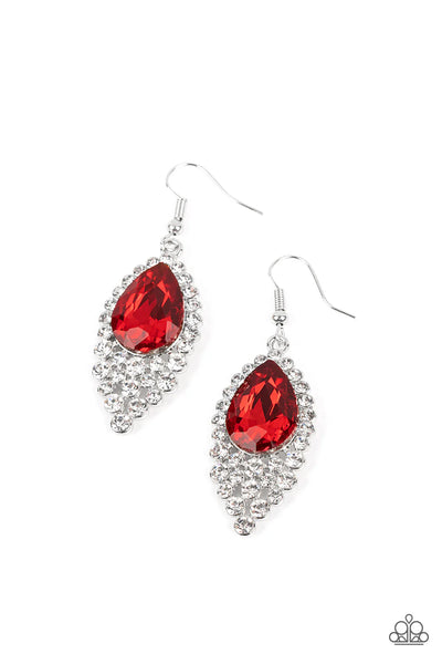 Glorious Glimmer - Red Earrings - Paparazzi Accessories (PZ-2132)