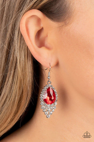 Glorious Glimmer - Red Earrings - Paparazzi Accessories (PZ-2132)