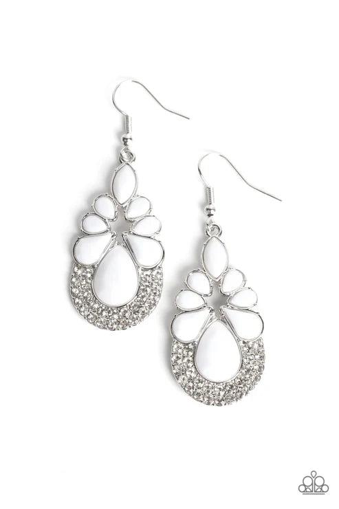 Beachfront Formal - White Paparazzi Earrings (PZ-3732)