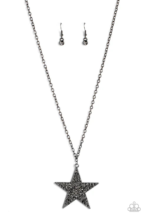 Rock Star Sparkle - Black Paparazzi Necklace (PZ-5564)