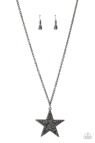 Rock Star Sparkle - Black Paparazzi Necklace (PZ-5564)