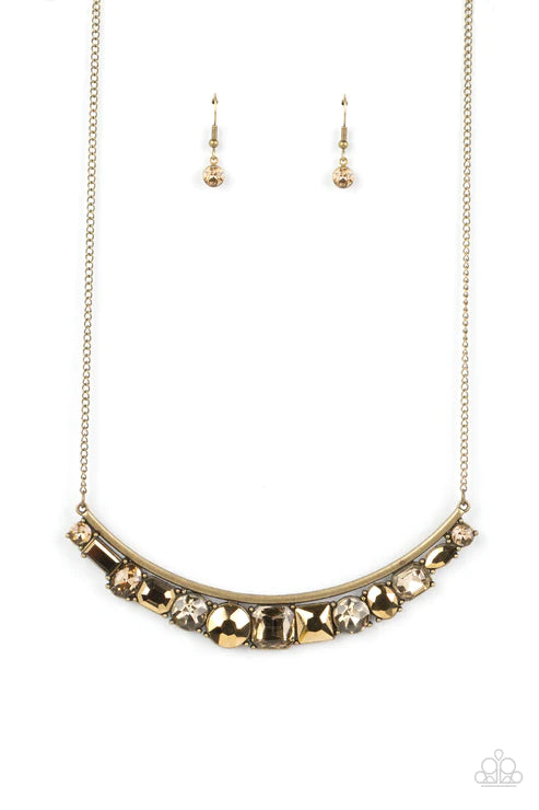 The Only SMOKE-SHOW in Town - Brass Paparazzi Necklace (PZ-5089)