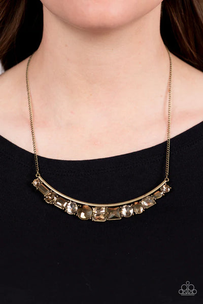 The Only SMOKE-SHOW in Town - Brass Paparazzi Necklace (PZ-5089)