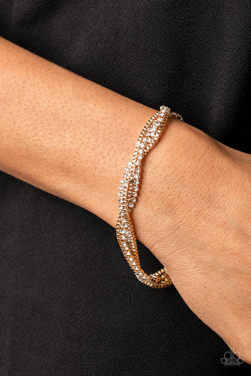 Box Office Bling - Gold Paparazzi Bracelet (PZ-5494)