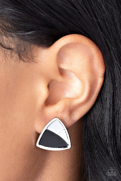 Kaleidoscopic Collision - Black Post Earrings - Paparazzi Accessories (PZ-5323)