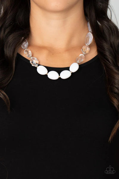 Private Paradise - White Paparazzi Necklace (PZ-3842)