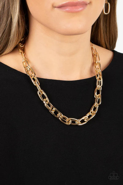 Tough Call - Gold Paparazzi Necklace (PZ-672)