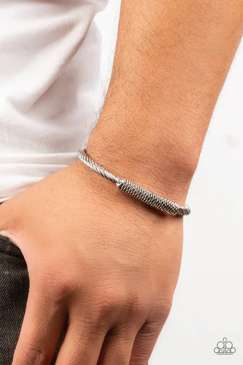 CABLE-Minded - Silver Paparazzi Men's Bracelet (PZ-5750)