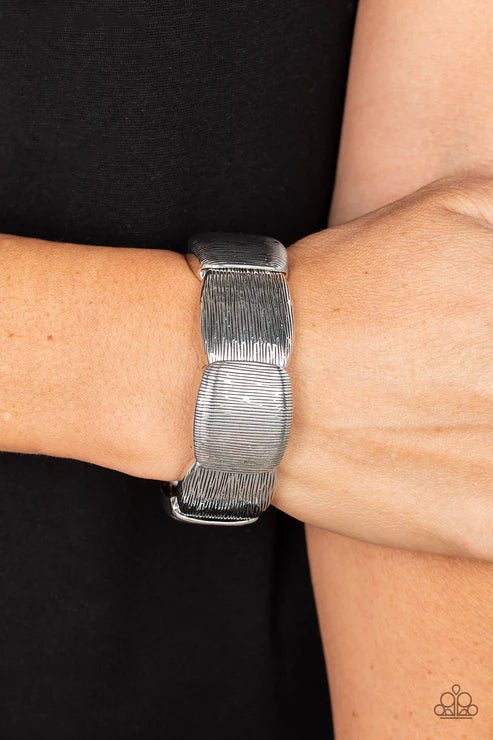 Prairie Block Party - Silver Paparazzi Bracelet (PZ-5482)