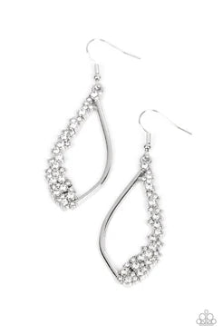 Sparkly Side Effects - White Paparazzi Earrings (PZ-515)