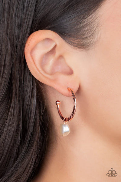 Paparazzi ♥ GLAM Overboard - Copper ♥ Earrings (PZ-2765)