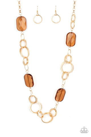 Stained Glass Glamour - Brown Paparazzi Necklace (PZ-4261)
