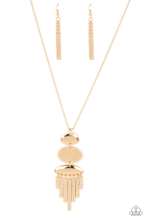 After the ARTIFACT - Gold Paparazzi  Necklace (PZ-5502)